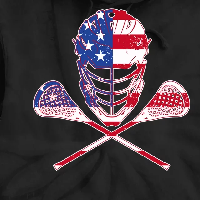 Lacrosse Sport Fan USA American Flag Tie Dye Hoodie