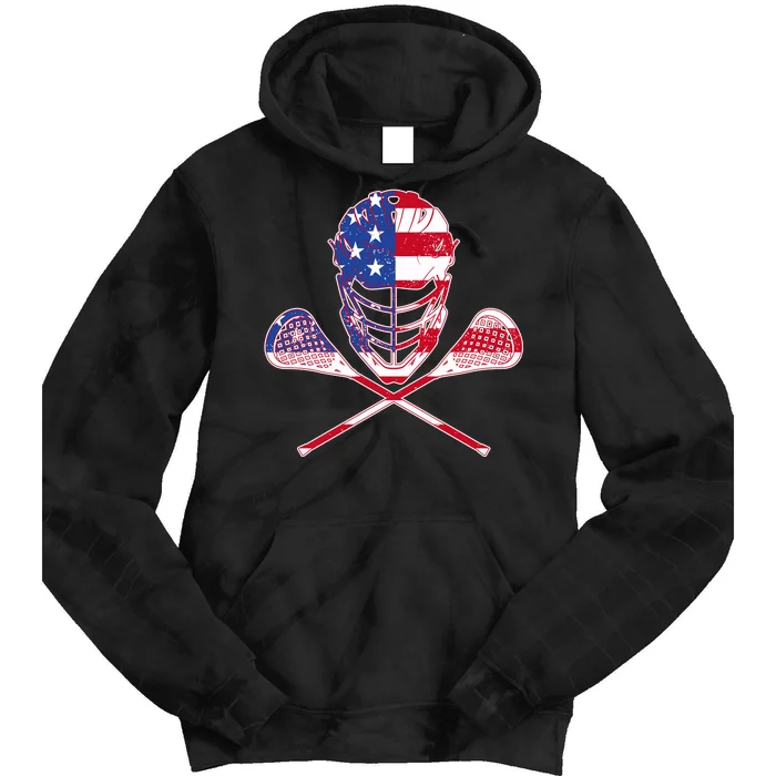 Lacrosse Sport Fan USA American Flag Tie Dye Hoodie