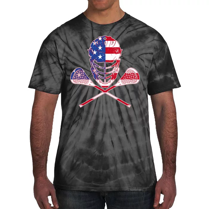 Lacrosse Sport Fan USA American Flag Tie-Dye T-Shirt