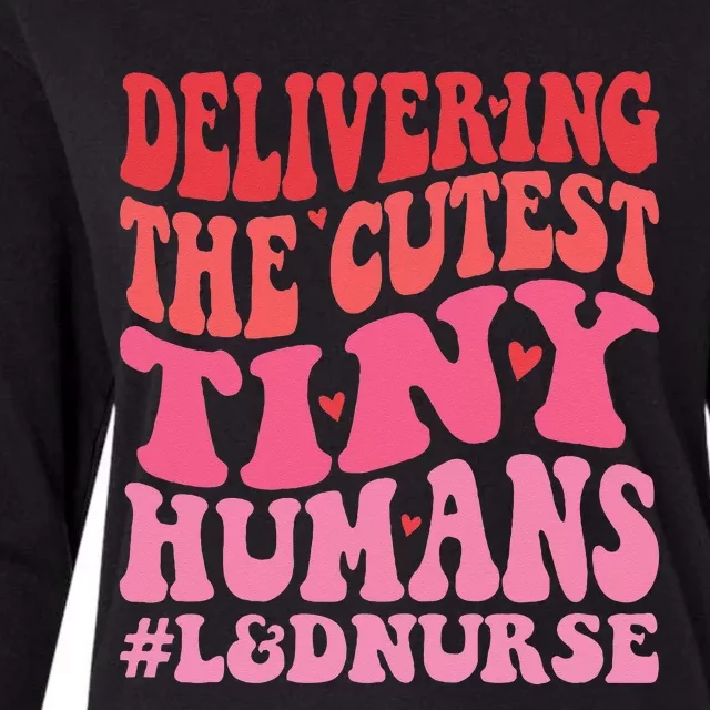 Labor And Delivery Nurse Valentines Day Groovy L&D Nurse Womens Cotton Relaxed Long Sleeve T-Shirt