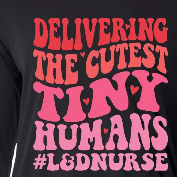 Labor And Delivery Nurse Valentines Day Groovy L&D Nurse Cooling Performance Long Sleeve Crew