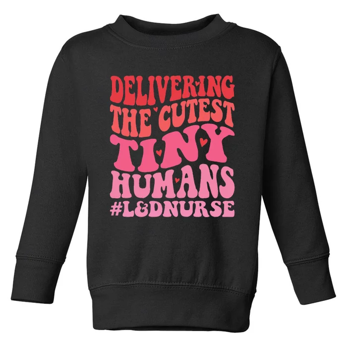 Labor And Delivery Nurse Valentines Day Groovy L&D Nurse Toddler Sweatshirt