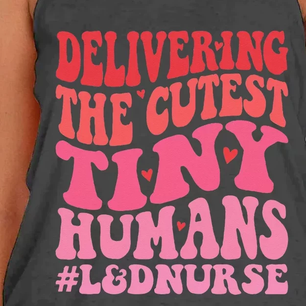 Labor And Delivery Nurse Valentines Day Groovy L&D Nurse Women's Knotted Racerback Tank