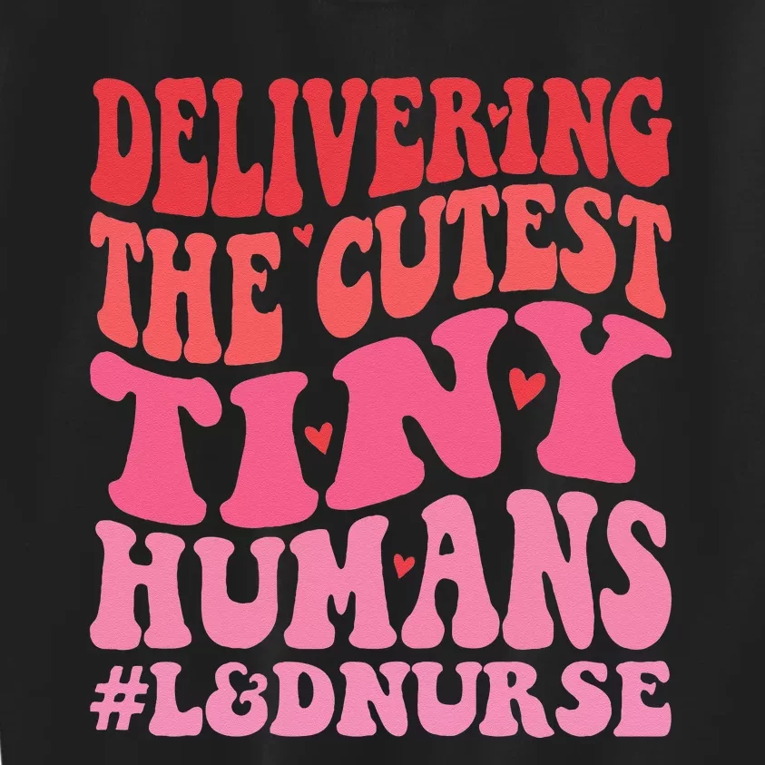 Labor And Delivery Nurse Valentines Day Groovy L&D Nurse Kids Sweatshirt