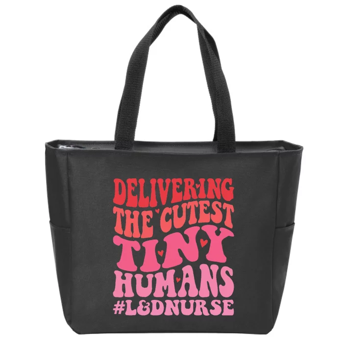 Labor And Delivery Nurse Valentines Day Groovy L&D Nurse Zip Tote Bag