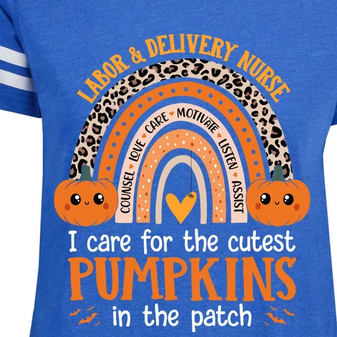 Labor And Delivery Nurse Halloween L&D Nurse Cutest Pumpkins Enza Ladies Jersey Football T-Shirt