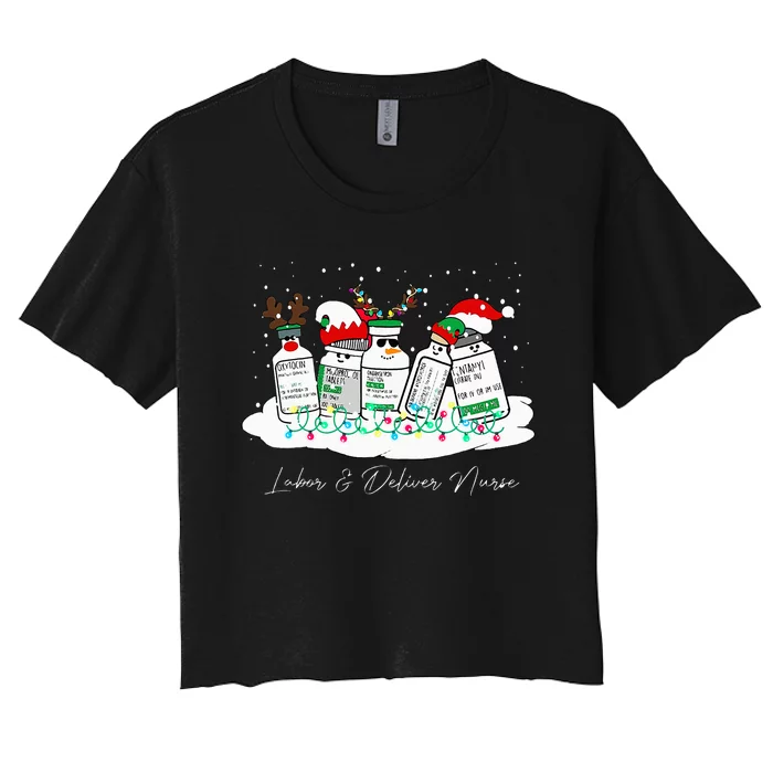 Labor And Delivery Nurse Christmas Mother Baby Nurse Holiday Women's Crop Top Tee