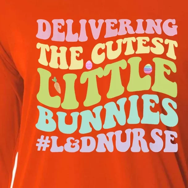 Labor And Delivery Nurse Easter Day Groovy L&D Nurse Bunnies Cooling Performance Long Sleeve Crew