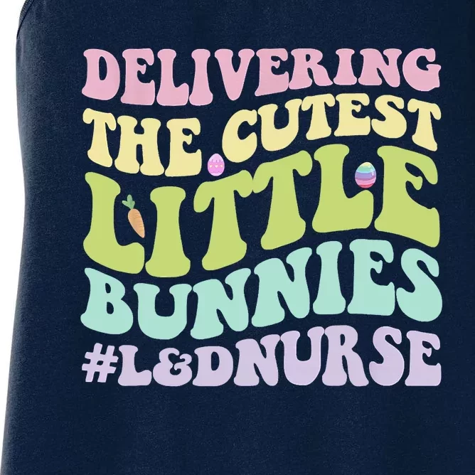 Labor And Delivery Nurse Easter Day Groovy L&D Nurse Bunnies Women's Racerback Tank