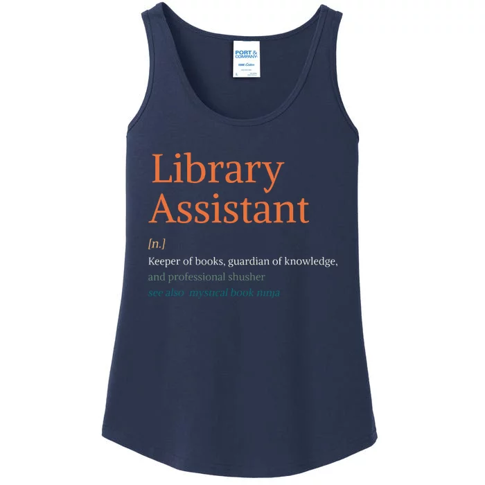 Library Assistant Definition Funny School Librarian Bookish Ladies Essential Tank