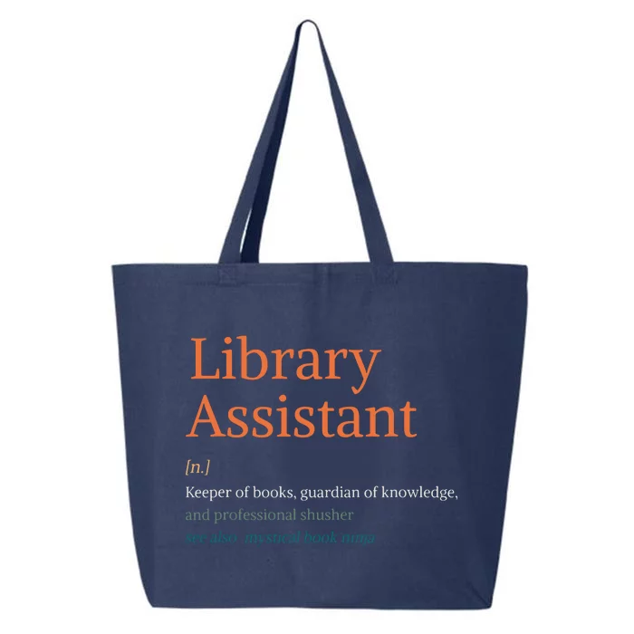 Library Assistant Definition Funny School Librarian Bookish 25L Jumbo Tote