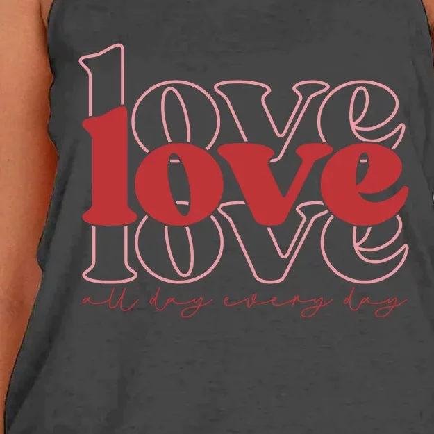 Love All Day Cute Valentines Day Women's Knotted Racerback Tank