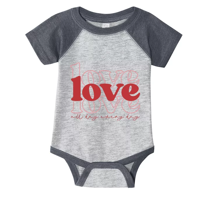 Love All Day Cute Valentines Day Infant Baby Jersey Bodysuit