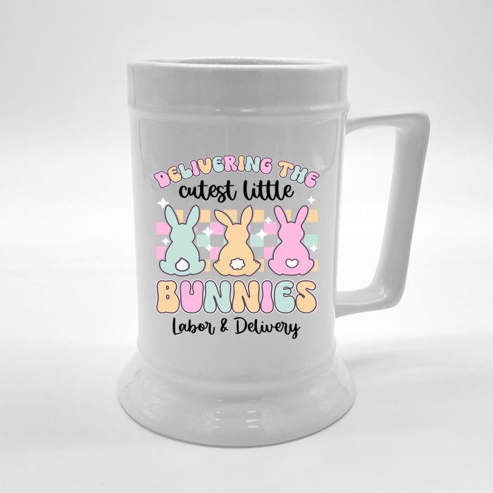 Labor And Delivery Nurse L And D Retro Easter Day Funny Gift Front & Back Beer Stein