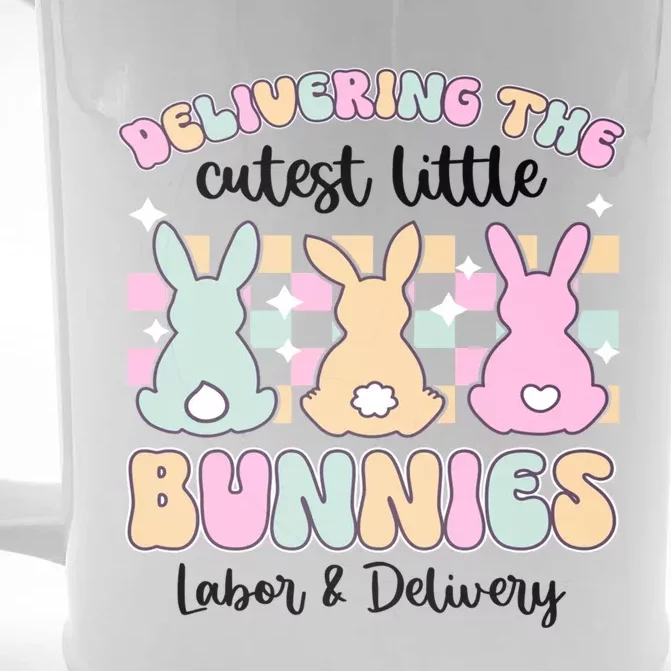 Labor And Delivery Nurse L And D Retro Easter Day Funny Gift Front & Back Beer Stein