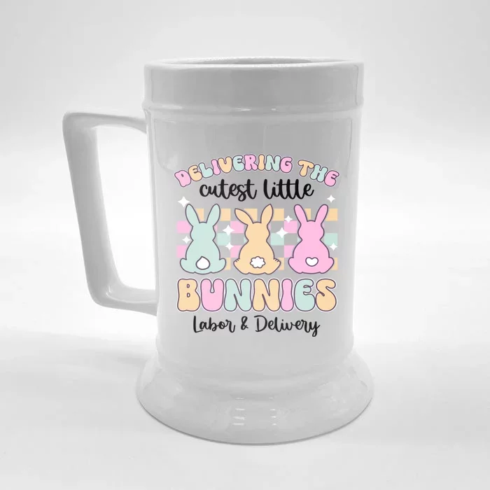 Labor And Delivery Nurse L And D Retro Easter Day Funny Gift Front & Back Beer Stein