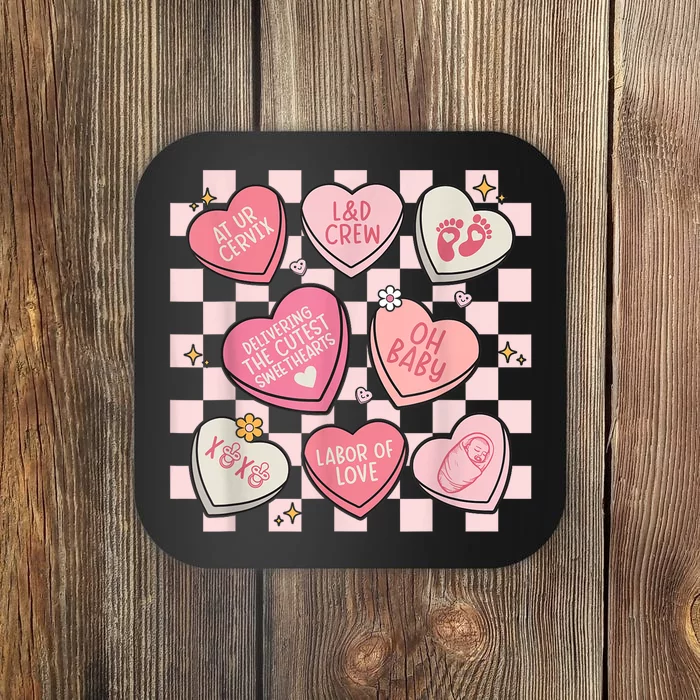 Labor And Delivery Nurse Hearts Candy ValentineS Day Design Coaster