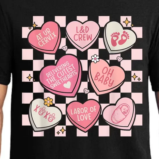 Labor And Delivery Nurse Hearts Candy ValentineS Day Design Pajama Set