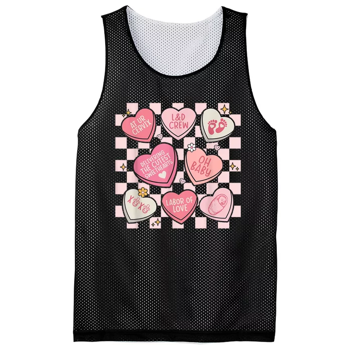 Labor And Delivery Nurse Hearts Candy ValentineS Day Design Mesh Reversible Basketball Jersey Tank