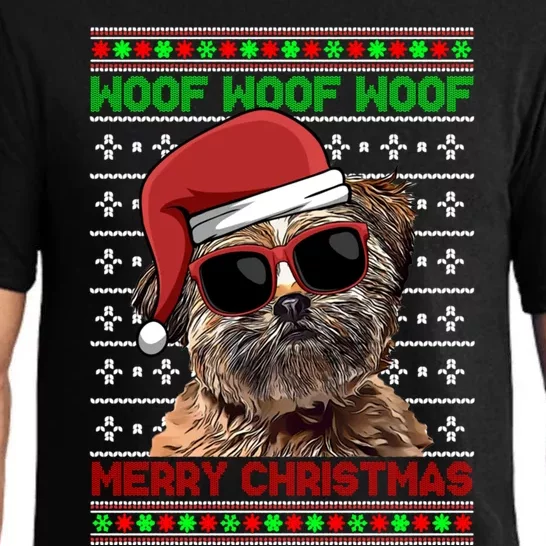 Lhasa Apso Dog Funny Woof Merry Christmas Gift Pajama Set