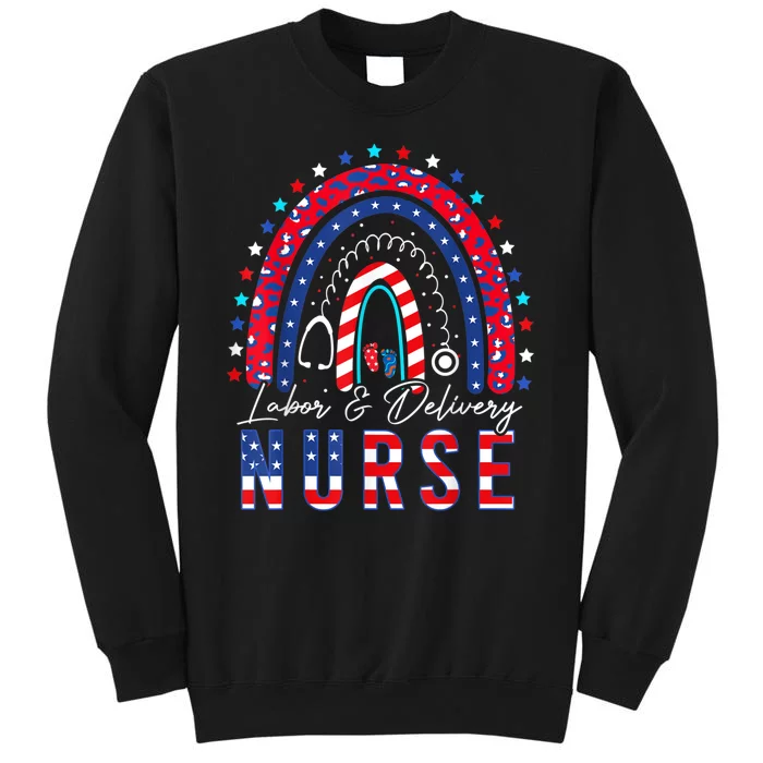 Labor And Delivery Nurse 4th Of July Rainbow Tall Sweatshirt