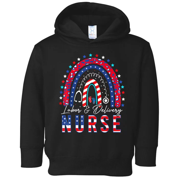 Labor And Delivery Nurse 4th Of July Rainbow Toddler Hoodie