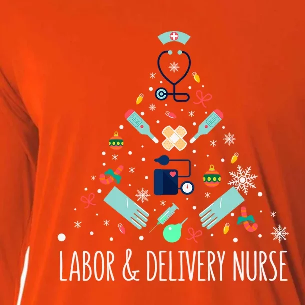 Labor And Delivery Nurse Christmas Rn Christmas Tree Cool Gift Cooling Performance Long Sleeve Crew