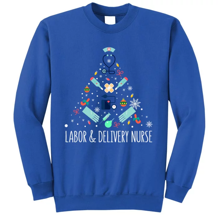 Labor And Delivery Nurse Christmas Rn Christmas Tree Cool Gift Tall Sweatshirt