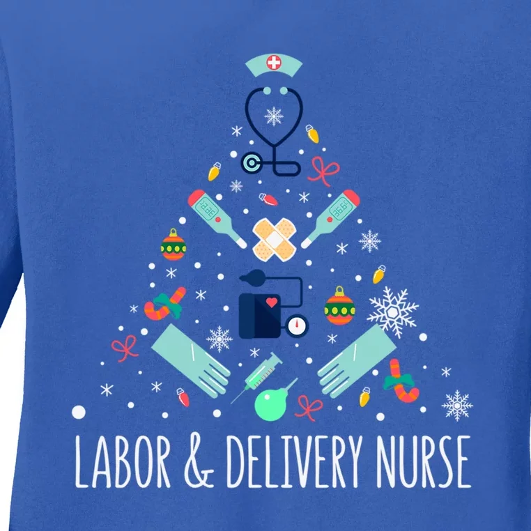 Labor And Delivery Nurse Christmas Rn Christmas Tree Cool Gift Ladies Long Sleeve Shirt