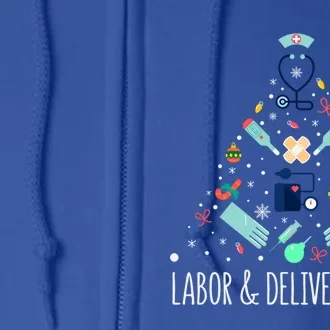 Labor And Delivery Nurse Christmas Rn Christmas Tree Cool Gift Full Zip Hoodie