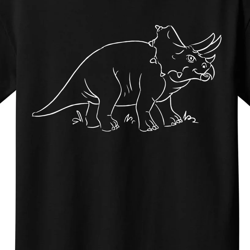 Line Art Dinosaur Triceratops Kids T-Shirt