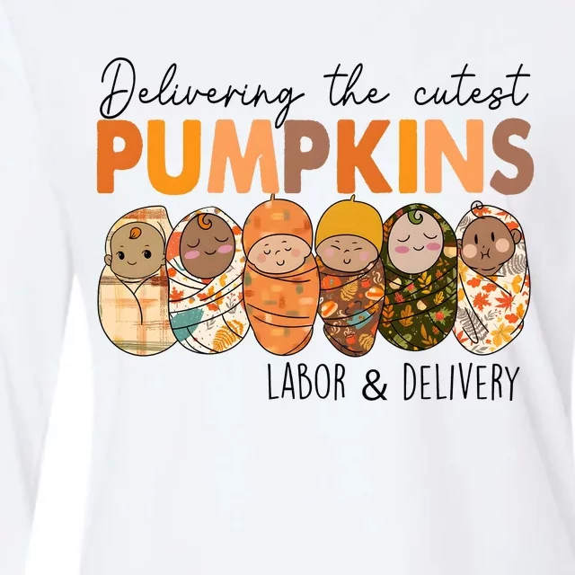 Labor And Delivery Nurse Delivering The Cutest Pumpkins Womens Cotton Relaxed Long Sleeve T-Shirt