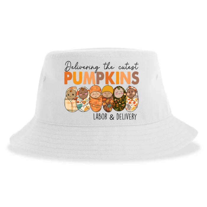 Labor And Delivery Nurse Delivering The Cutest Pumpkins Sustainable Bucket Hat