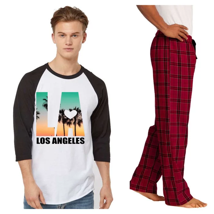 Los Angeles Design La Palm Tree Sunset Boulevard Funny Gift Raglan Sleeve Pajama Set