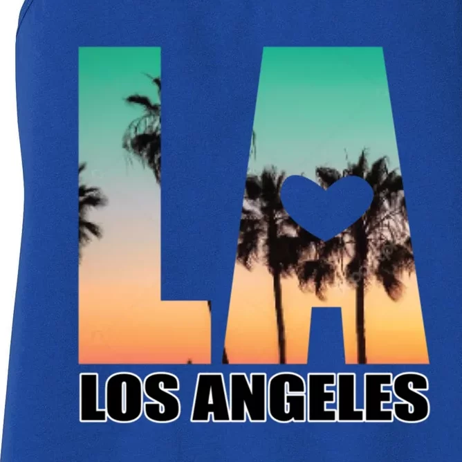 Los Angeles Design La Palm Tree Sunset Boulevard Funny Gift Women's Racerback Tank