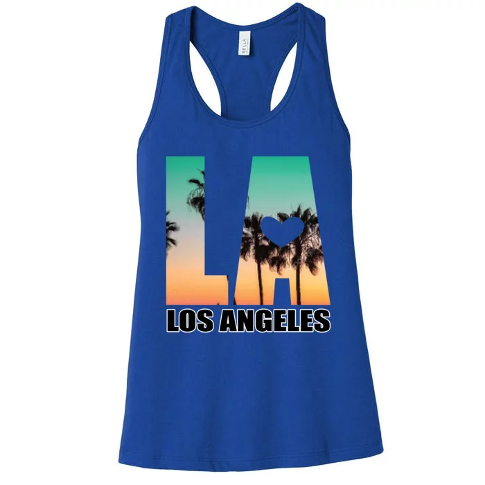 Los Angeles Design La Palm Tree Sunset Boulevard Funny Gift Women's Racerback Tank