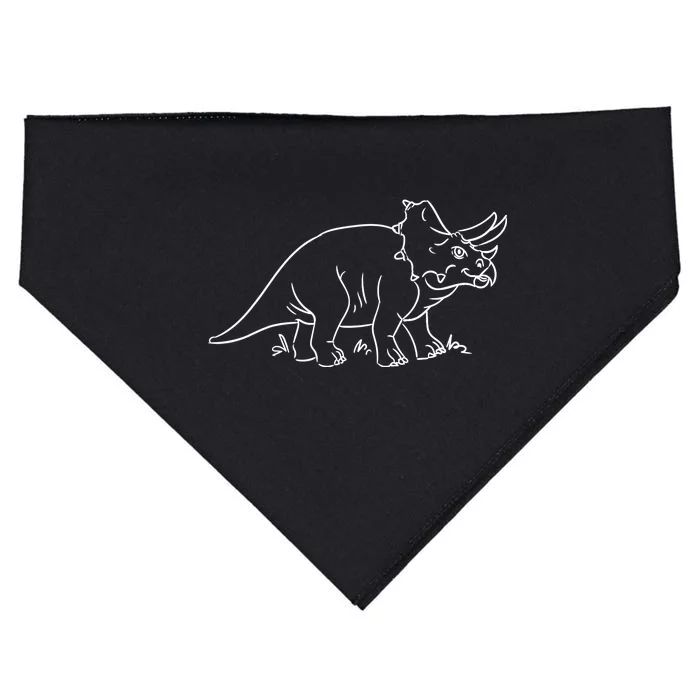 Line Art Dinosaur Triceratops USA-Made Doggie Bandana