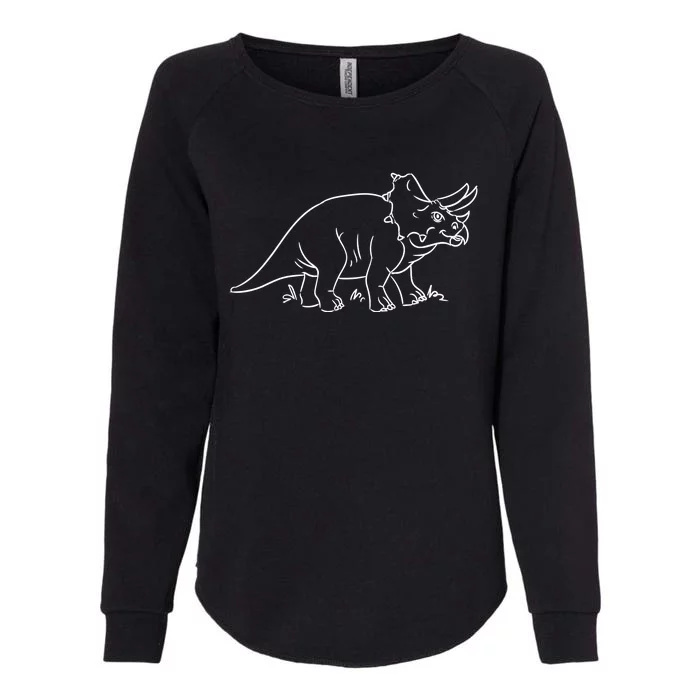 Line Art Dinosaur Triceratops Womens California Wash Sweatshirt