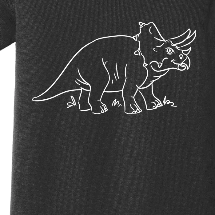 Line Art Dinosaur Triceratops Baby Bodysuit