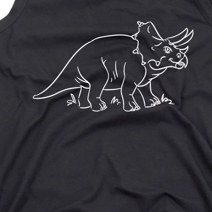 Line Art Dinosaur Triceratops Tank Top