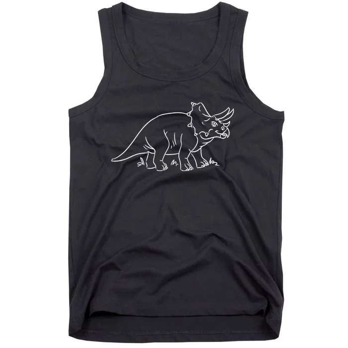 Line Art Dinosaur Triceratops Tank Top