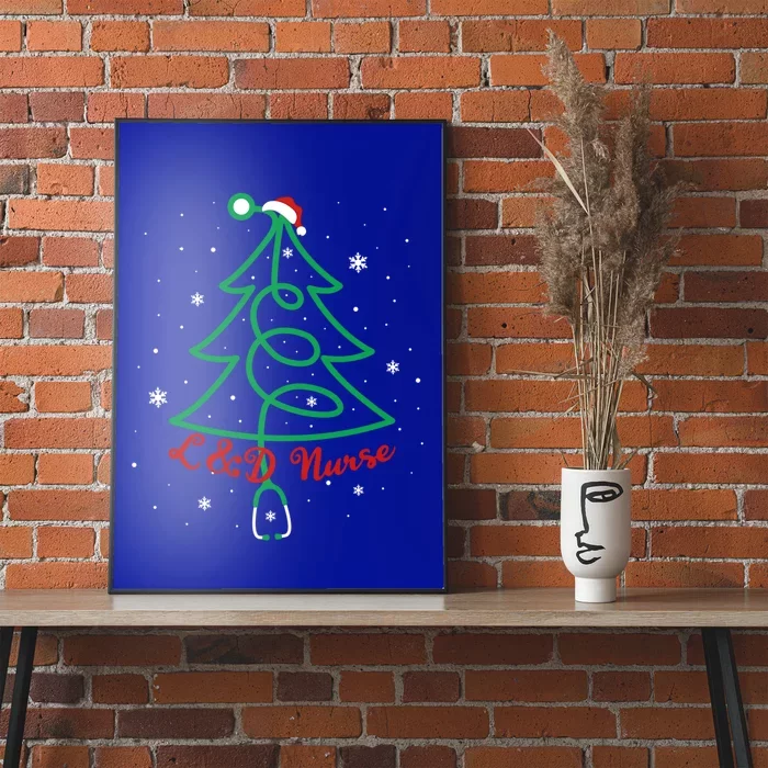 L And D Nurse Christmas Tree Stethoscope Santa Hat Nursing Xmas Gift Poster