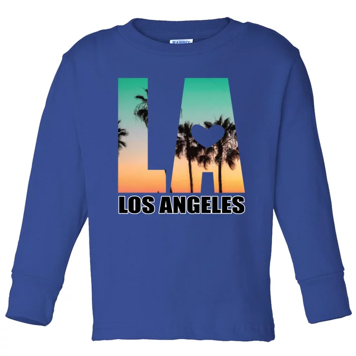 Los Angeles Design La Palm Tree Sunset Boulevard Funny Gift Toddler Long Sleeve Shirt