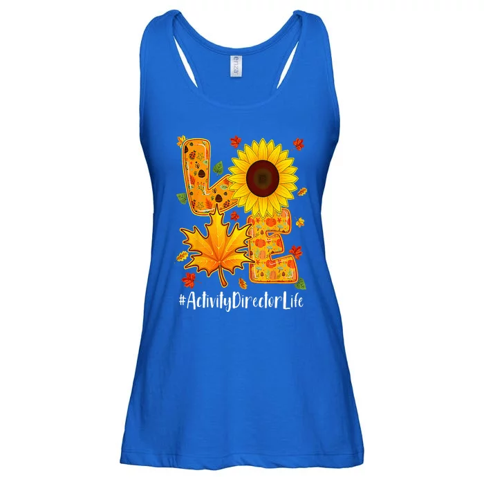 Love Activity Director Life Thanksgiving Autumn Fall Leaf Ladies Essential Flowy Tank