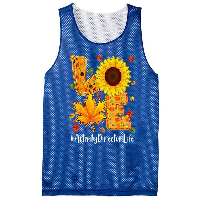 Love Activity Director Life Thanksgiving Autumn Fall Leaf Mesh Reversible Basketball Jersey Tank