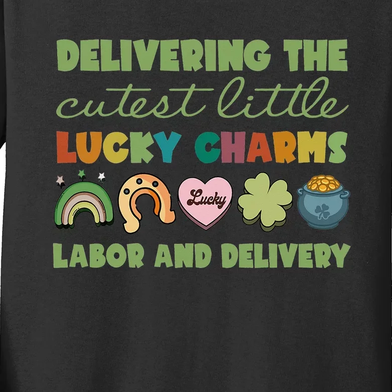 Labor And Delivery Nurse St. Patrick's Day L&D Nurse Kids Long Sleeve Shirt