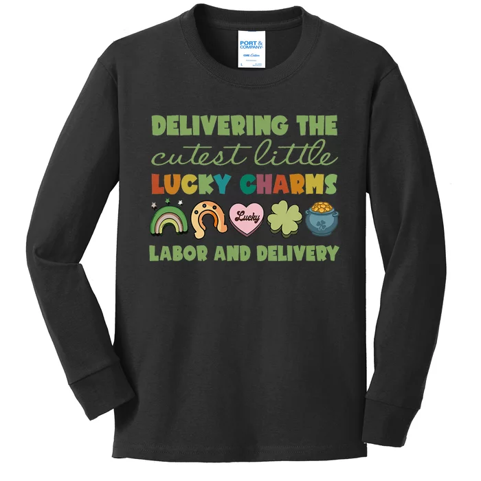 Labor And Delivery Nurse St. Patrick's Day L&D Nurse Kids Long Sleeve Shirt