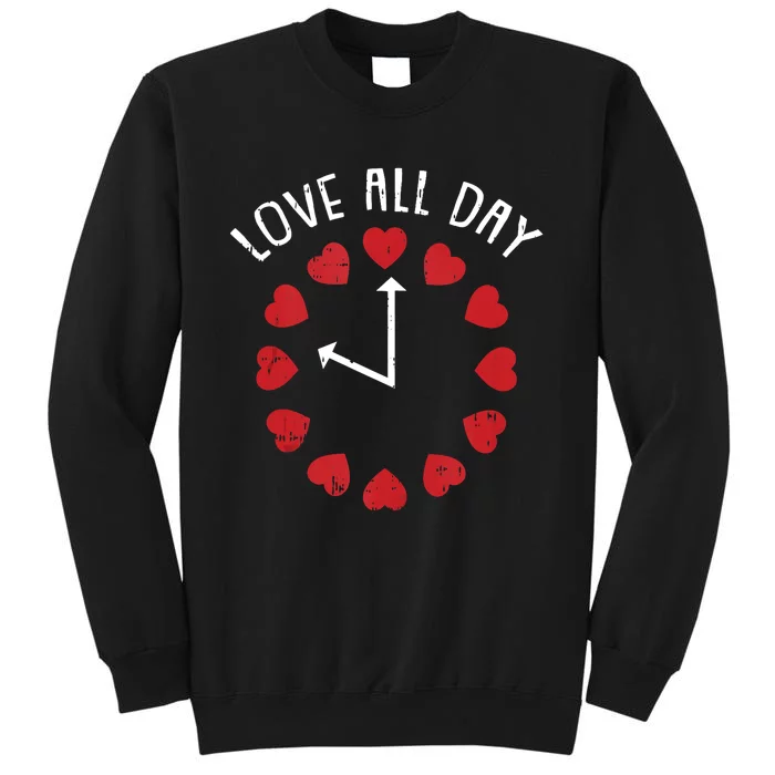 Love All Day Valentines Day Cute Hearts Clock Sweatshirt