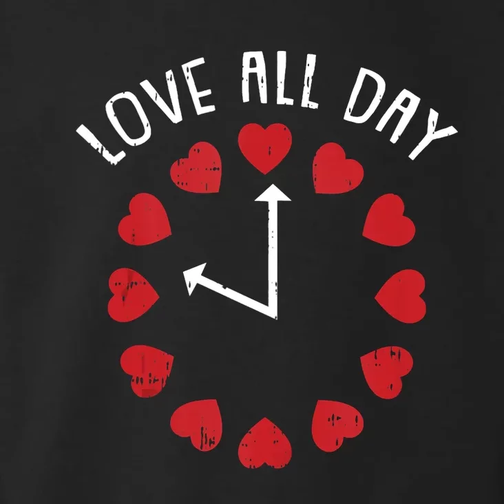 Love All Day Valentines Day Cute Hearts Clock Toddler Hoodie