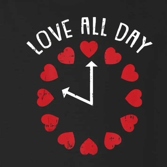 Love All Day Valentines Day Cute Hearts Clock Toddler Long Sleeve Shirt